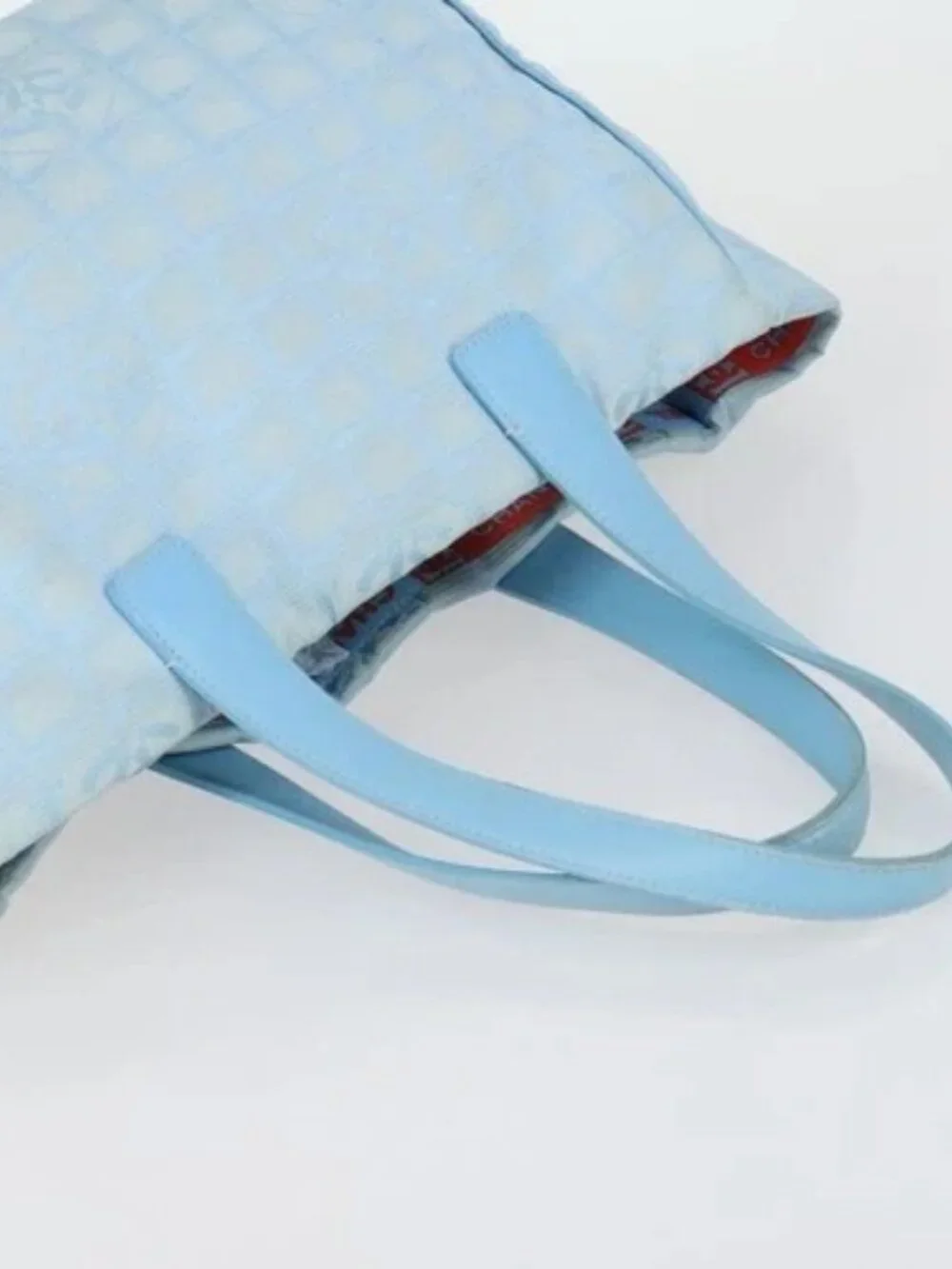 CHANEL New Travel line Tote Bag Nylon 2 Set Blue Beige CC Auth BA8965
